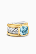 David Yurman DY Mercer Multi-row Mercer Topaz & Diamond Ring
