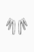 David Yurman DY Mercer Three Row Hoop Earrings in Silver