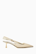 Jimmy Choo Amel 50 Crystal-embellished Slingback Pumps in Mesh