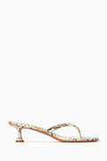 Amina Muaddi Juliette 45 Sandals in Snake-print Leather