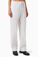 Miu Miu Embroidered-logo Pyjama Pants in Cotton Poplin