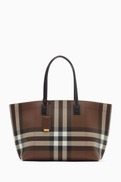 Burberry Medium Check Tote Bag in Canvas