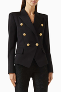 Balmain Button Fitted Jacket in Wool
