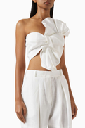 Just Bee Queen Oyster Bow Top in Linen
