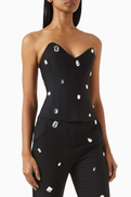 David Koma All-over Crystal Embellished Corset Top