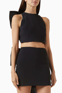 David Koma Oversized Bow Crop Top in Cady