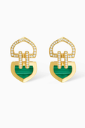 Damas Dome Art Deco Malachite Earrings in 18kt Gold