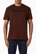McQueen Flockled Logo T-shirt in Cotton