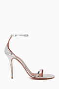 Amina Muaddi Barbara 105 Sandals in Metallic Leather