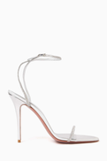 Amina Muaddi Barbara 105 Crystal Sandals in Metallic Leather