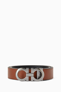 Ferragamo Reversible & Adjustable Gancini Belt in Leather