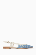 Malone Souliers Tate 10 Ballerina Pumps in Denim & Leather