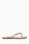Schutz Shell-embellished Slides in Metallic Leather