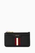 Bally Code Striped Zipped Wallet in Leather