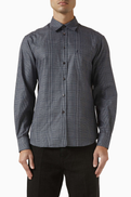 Ferragamo Checked Shirt in Cotton Poplin