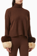 Izaak Azanei Fox Fur Cropped Sweater in Wool-blend