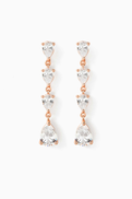CZ by Kenneth Jay Lane Downward Pear Linear Earrings in Rose Gold-plated Brass