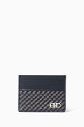 Ferragamo Gancini Woven Card Case in Leather