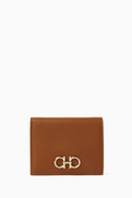 Ferragamo Gancini Compact Wallet in Hammered Calfskin