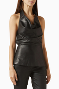 Aexae Cowl-neck Top in Leather