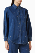 Maje Rhinestone-embellished Shirt in Denim