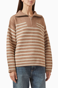 Rag & Bone Raven Stripe Half-zip Sweater in Wool Blend