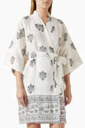 Haremlique à la mer Haremlique la mer Magnolia Midi Kimono in Linen