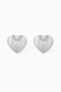 Maison H Jewels Heart Diamond Studs in 18kt White Gold