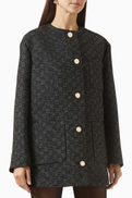 Gucci Collarless Jacket in GG Boutonn Wool Tweed