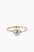 Mateo New York Evil Eye Emerald Ring in 14kt Yellow Gold
