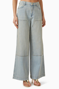 SANDRO Landon Faded Crystal-patch Jeans in Denim