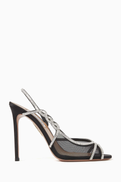 Aquazzura Crystal Weave Sandals in Satin & Mesh