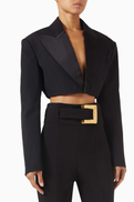 Balmain Crop Jacket in Grain de Poudre
