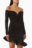 Elisabetta Franchi Off-shoulder Mini Dress in Crepe