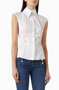 Elisabetta Franchi Elastic Straps Shirt in Cotton Poplin