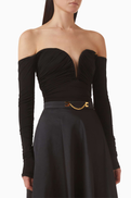 Elisabetta Franchi Drape Off-shoulder Bodysuit