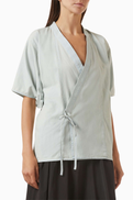 Kenzo Kimono Tie-front Shirt in Cotton