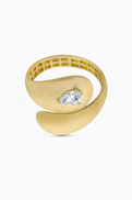 خاتم Maison H Jewels من الألماس والكمثرى من الذهب عيار 18 قيراط