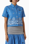 Miu Miu Printed Slubbed Poplin Shirt