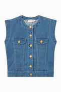 Escada Buttoned Vest Top in Denim