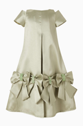 NASS Bow Applique Midi Dress in Satin