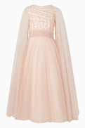 NASS Cape Embellished Maxi Dress in Tulle