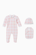MARC JACOBS Check-print Sleepsuit, Bib & Beanie Gift Set