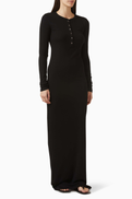 Eterne Henley Maxi Dress in Rayon Blend