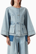 3.1 Phillip Lim Collarless Trapeze Jacket in Denim