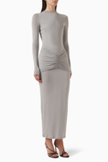 Balmain Ruched Open-back Dress in Jersey