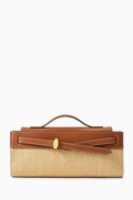 Veronica Beard Dash Clutch in Raffia & Leather