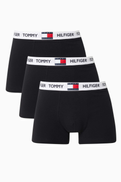 Tommy Hilfiger Logo Boxer Trunks in Stretch Cotton, Set of 3