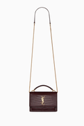 SAINT LAURENT Sunset Chain Wallet in Croc-embossed Leather
