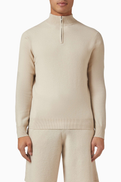 Soft Goat Half Zip Sweater in Knit